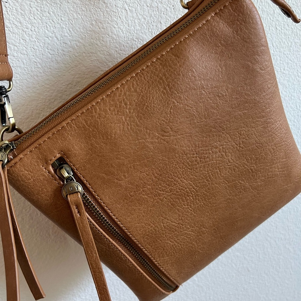Joy Susan Vegan Tan Crossbody Bag with Textured Finish